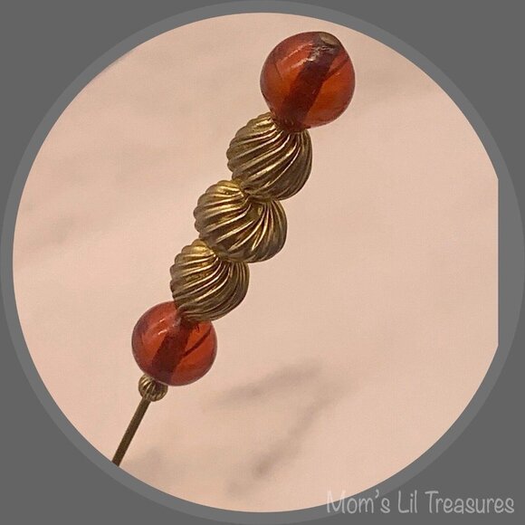 Red Orange And Gold Textured - 8” • Hatpin - Stick Pin • 4/2 - Picture 5 of 11